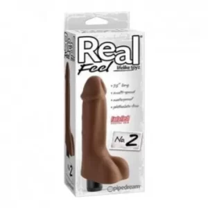 Dildo Vibrador 19 cm Largo x 4.3 cm Ancho REAL FEEL # 2 BROWN  REA38