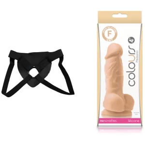 Colours Pleasures - 4" Dildo Strap-on Kit Dildo y Arnes Económico 10 cm Largo x 3.5 cm Ancho 10 C9994