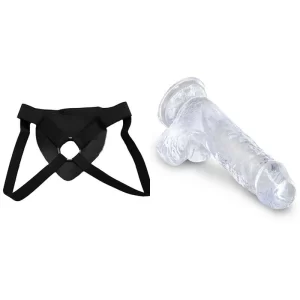 Kit Dildo y Arnés Económico 12 cm Largo x 3.5 cm Ancho - PD5751-20 King Cock Clear 5" With Balls Strap-on 12 C9483