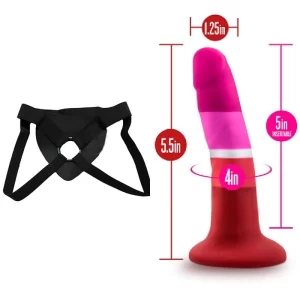 Kit Dildo y Arnes Económico 14 cm LArgo x 3.1 cm AnchoPride P3 Beauty Blush Novelties Strap-on 14 C9121