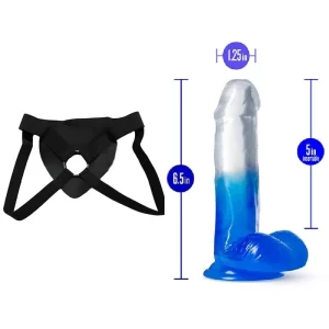 Kit Dildo y Arnes Económico 16 cm Largo x 3.1 cm Ancho Stella Blue 6 Inch Dildo Blue Blush Novelties Strap-on 16 C9034