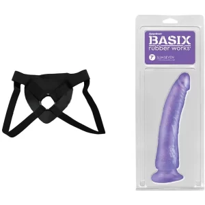 Kit Dildo y Arnés Económico 17 cm Largo x 3.8 cm Ancho Slim Seven Dildo Silicón Strap-on 17 C9340