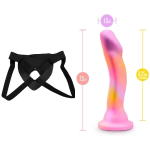 Kit Dildo y Arnes Económico 19 cm Largo x 3.8 cm Ancho Sun's Out Pink Blush Novelties Strap-on 19 C9035