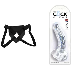 King Cock Clear 7.5" With Balls Strap-on Kit Dildo y Arnes Económico 19 cm Largo x 3.8 cm Ancho 19 C9406