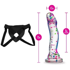 Kit Dildo y Arnes Económico 19 cm Largo x 3.8 cm Ancho Hanky Panky Confetti Blush Novelties Strap-on 19 C9856