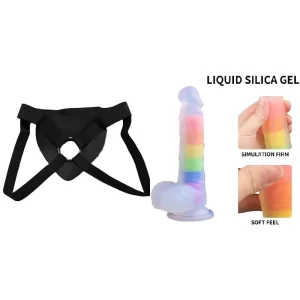Kit Dildo y Arnes Económico 19 cm Largo x 4 cm Ancho Liquid Silicón Strap-on 19 C9998