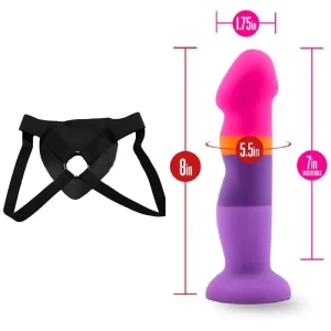Kit Dildo y Arnes Económico 20 cm LArgo x 4.4 cm Ancho D3 Summer Fling Blush Novelties Strap-on 20 C9540