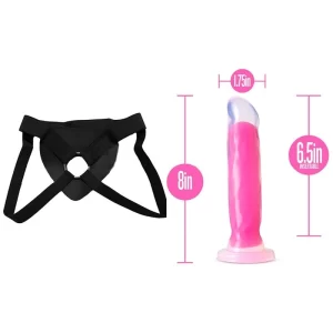 Kit Dildo y Arnes Económico 20 cm LArgo x 4.4 cm Ancho Marquee 8" Silicone Dual Density Dildo Neon Pink Blush Novelties Strap-on 20 C9988