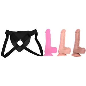 Kit Dildo y Arnés Económico 21 cm Largo x 4 cm Ancho - Ultra Realistic Dildo Suction Cup Strap-on 21 C9484