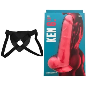 Kit Dildo y Arnes Económico 26 cm Largo x 5.7 cm DILDO REALISTA KEN6 ROJO 26CM Strap-on 26 C9216