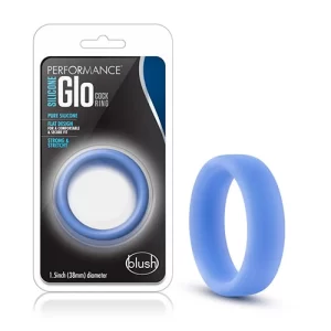 Anillo de Contención para el Pene Silicone Glo Cock Ring Blue Glow ANIL9131