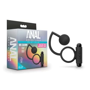 Bolas Abales con Anillo Vibrador Silicone Anal Ball with Vibrating C-Ring Black para Hombre BOLA9114