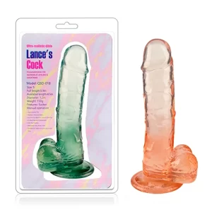 Dildo Bicolor con Testículos de 15.5 cm Largo x 3.5 cm Ancho - 6 Pulgadas con Ventosa Translúcido COCK539