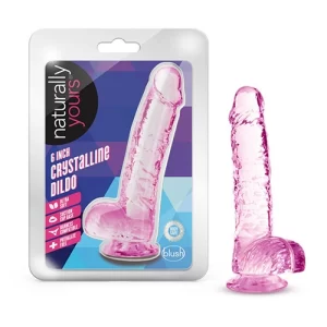 Dildo con Testículos de 15 cm Largo x 2.5 cm Ancho - 6 Pulgadas con Ventosa Transparente Crystalline Rose CRYS120