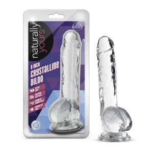 Dildo con Testículos de 20 cm Largo x 3.8 cm Ancho - 8 Pulgadas con Ventosa Transparente Crystalline Diamond CRYS121