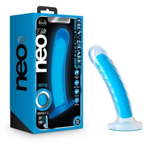 Dildo Bicolor de Silicón de 17 cm Largo x 3.1 cm Ancho - 7 Pululgadas Con Ventosa Color Azul Trasparente Tao Neon Blue Blush Novelties DUAL140