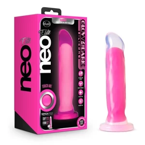 Dildo Bicolor de Silicón de 20 cm Largo x 4.4 cm Ancho - 8 Pulgadas Con Ventosa Color Rosa Trasparente Marquee Neon Pink Blush Novelties DUAL92