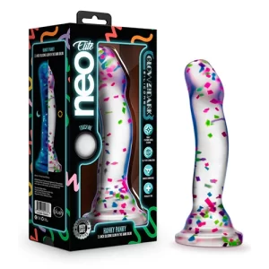 Dildo de Silicón Trasparente con Lunares de Colores de 19 cm Largo x 3.8 cm Ancho - 7.5 Pulgadas Con Ventosa Hanky Panky Confetti Blush Novelties HANK94