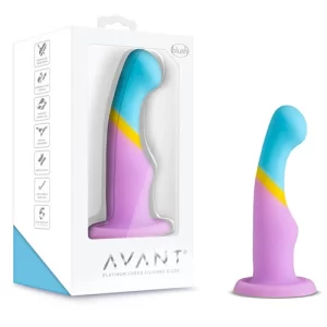 Dildo de Silicón Multicolor de 15.5 cm Largo x 3.5 cm Ancho - 6 Pulgadas Con Ventosa de Color Morado, Amarillo y Azul D14 Heart of Gold Blush Novelties HEAR115