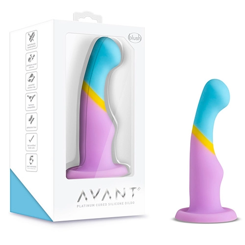 Dildo de Silicón Multicolor de 15.5 cm Largo x 3.5 cm Ancho - 6 Pulgadas Con Ventosa de Color Morado, Amarillo y Azul D14 Heart of Gold Blush Novelties HEAR115