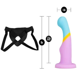 Kit Dildo y Arnés Económico 15.5 cm Largo x 3.5 cm Ancho D14 Heart of Gold Blush Novelties Strap-on HEAR9765