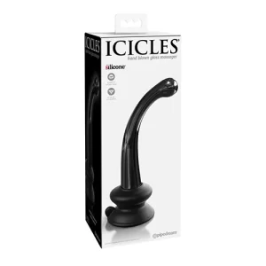 Dildo de Cristal Con Ventosa Color Negro Icicles No. 87 ICIC110