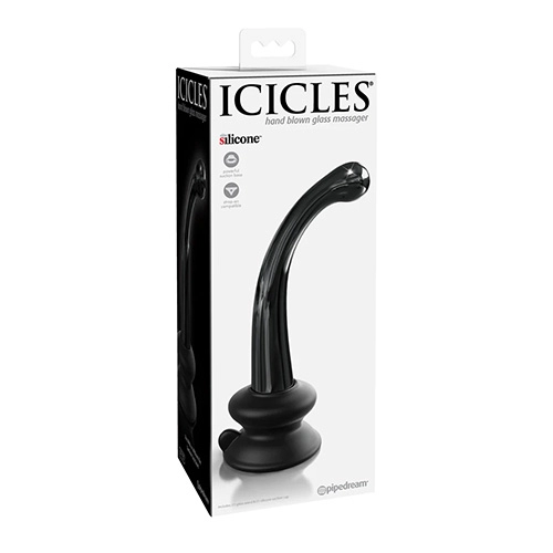 Dildo de Cristal Con Ventosa Color Negro Icicles No. 87 ICIC110