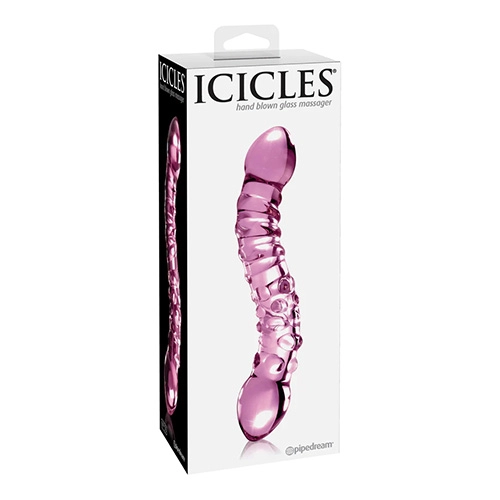 Dildo de Cristal Trasparente Con Ventosa Color Rosa Icicles 55 ICIC186