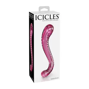 Dildo de Cristal Trasparente Con Ventosa Color Rosa Icicles 69 ICIC34