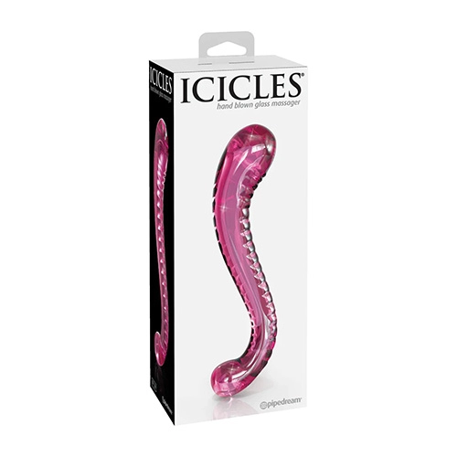Dildo de Cristal Trasparente Con Ventosa Color Rosa Icicles 69 ICIC34