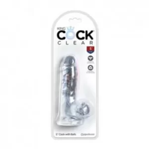 Dildo de Silicón con Testículos de 12 cm Largo x 3.5 cm Ancho - 5 Pulgadas con Ventosa Transparente KING COCK KING165