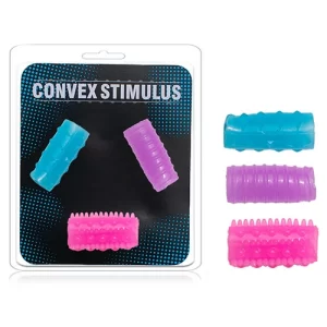 Kit de 3 Medias Fundas Texturizadas para Pene - Mega Stretch Convex Stimulus MEGA9599