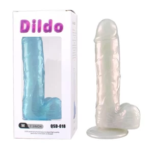 Dildo con Testículos de 19 cm Largo x 3.5 cm Ancho - 7 Pulgadas con Ventosa Metallic Rubber META84