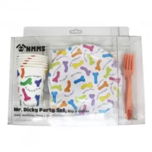 Platos, Servilletas, Vasos y Tenedores con Forma e Imágenes de Pene KIT DE FIESTAS MR DICKY PLAT9148
