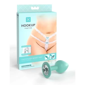Plug Anal de Silicón con Diamante con Tanga Sexy para Mujer Crotchless Secret Gem PLUG9025