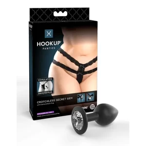 Plug Anal de Silicón con Diamante Incluye Tanga Sexy para Mujer Crotchless Secret Gem PLUG9682