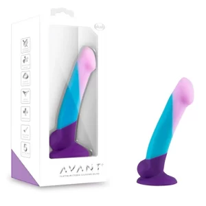 Dildo de Silicón Multicolor de 17 cm Largo x 3.1 cm Ancho - Con Ventosa Color Morado Azul y Rosa Purple Haze Blush Novelties PURP125
