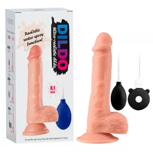 Dildo Vibrador Realista Eyaculadpor con Testículos de 20 cm Largo x 3.8 cm Ancho - 8 Pulgadas Con Ventosa Realistic Ejaculating REAL103