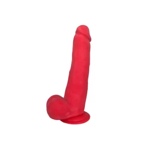 Dildo con Testículos de 15.5 cm Largo x 5.5 cm Ancho - 6 Pulgadas con Ventosa Color Rojo ROB 6 RED ROB 121