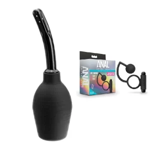 Silicone Anal Ball with Vibrating C-Ring Black y Ducha Anal G004 SILI9707