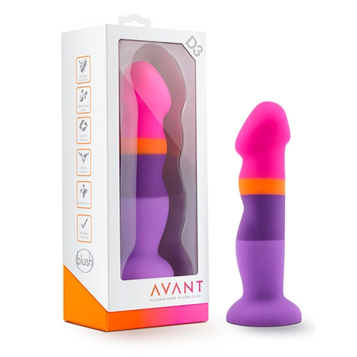 Dildo de Silicón Multicolor de 20 cm Largo x 4.4 cm Ancho - 8 Pulgadas con Ventosa de Color Morado, Naranja y Rosa D3 Summer Fling Blush Novelties SUMM18