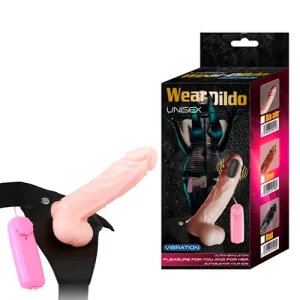 Vibrating Hollow Strap On With Ball 5" AEL-1036 Funda Vibradora con Forma de Pene y Testículos Strapon para Hombre 12.7 cm de Largo  VIB9742