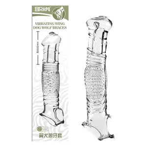 Funda Extensora para Pene de 22.5 cm Largo Texturizada, Punta Creativa Perro Lobo Color Trasparente - Winged Dog Wolf Braces Clear WING9241
