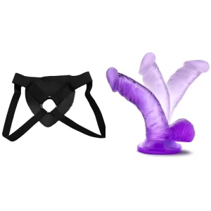 Kit Dildo y Arnés Económico 10 cm Largo x 2.5 cm Ancho - BL-13601 4 Inch Mini Cock Purple Strap-on 10 C9197