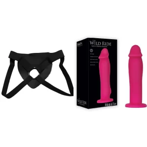 Kit Dildo y Arnés Económico 19 cm Largo x 4.4 cm Ancho - WILD RIDE WITH POWER BOOST Strap-on 19 C9415