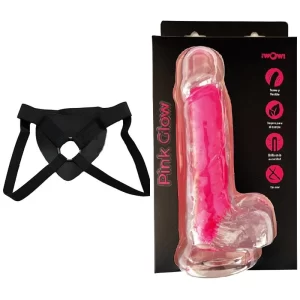 Kit Dildo y Arnés Económico 20 cm Largo x 7.0 cm DILDO PINK GLOW Strap-on 20 C9361
