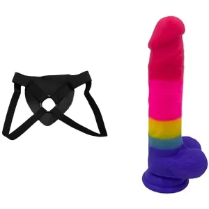 Kit Dildo y Arnés Económico 20 cm Largo x 3.5 Ancho WS-NV032 COLORFUL DONG Strap-on  20 C9580