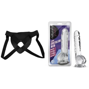 Kit Dildo y Arnés Económico 20 cm Largo x 3.8 cm Ancho - 8" Crystalline Dildo Diamond Strap-on 20 C9656