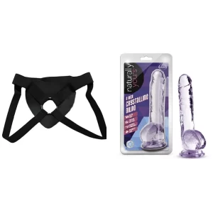 Kit Dildo y Arnés Económico 20 cm Largo x 3.8 cm Ancho - BL-51501 8" Crystalline Dildo Amethyst Strap-on 20 C9693