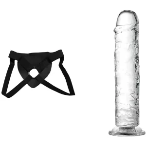 Kit Dildo y Arnés Económico 21 cm Largo x 4 cm Ancho - QS-D023 TRANSPARENT DILDO Strap-on 21 C9973